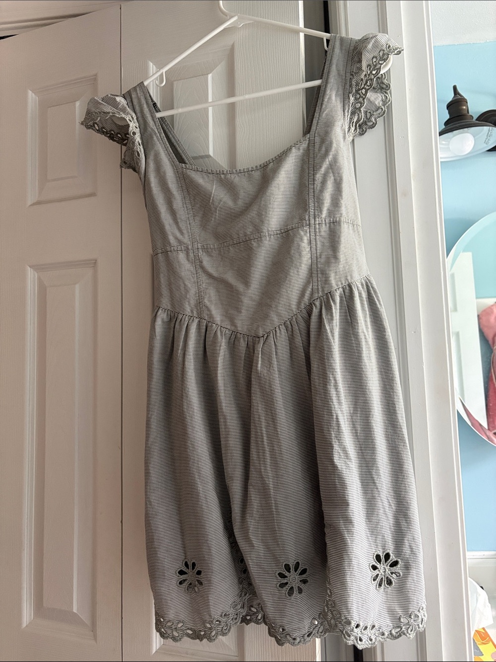 Grey Eyelet Hem Sundress